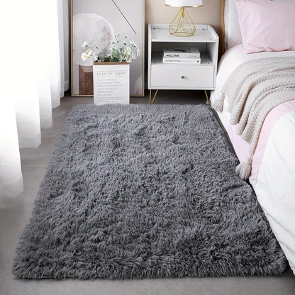 Shaggy Area Rug Soft Plush Fuzzy Carpet Non-Slip Tie-Dye Design for Bedroom Living Room Nursery Dorm — Pet Friendly Machine Washable Multiple Sizes & Colors
