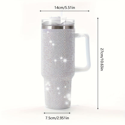 40oz Rhinestone Tumbler Insulated Stainless Steel Travel Cup - Diamond Glitter Design, Hot & Cold Drinks, Multiple Colors, Birthday Christmas Gift