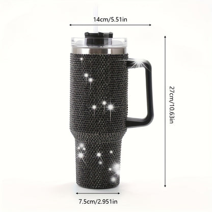 40oz Rhinestone Tumbler Insulated Stainless Steel Travel Cup - Diamond Glitter Design, Hot & Cold Drinks, Multiple Colors, Birthday Christmas Gift