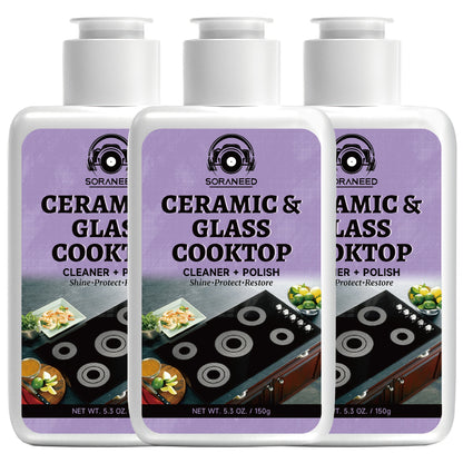 Ceramic Stovetop Cleaner Cream – Heavy Duty Glass Stove Top Cleaning Paste, Removes Burnt-On Grease & Stains, Non-Scratch, Non-Toxic, No Harsh Fumes, Safe for Induction & Electric Cooktops