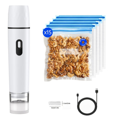 Handheld Vacuum Sealer Machine for Food Storage Portable Food Vacuum Preservation Device with 15 or 30 Vacuum Bags – Powerful Compact Vacuum Sealing Machine for Freshness