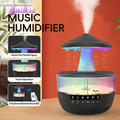 Cool Mist Humidifier with 7-Color Night Light Raindrop Music Design Dual Mist Output 26dB Ultra-Quiet 24H Operation Visible Water Level for Bedroom Living Room Office Gift