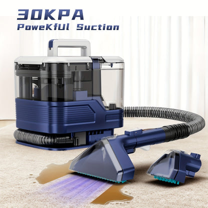 Portable Upholstery Cleaner Machine 30Kpa – Carpet & Spot Cleaner with Dual Brush Head for Deep Stain Removal on Carpet, Couch, Car Seat, Stairs & Pet Messes