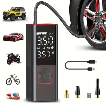 Portable Tire Inflator Air Compressor - 160 PSI 20000mAh Cordless Tire Pump 4X Faster with LED Light for Car, Bicycle, Motorcycle & Ball