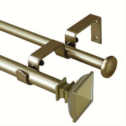 Double Curtain Rod Set with Square Urn Finials Adjustable Double Drapery Rod 5 Finishes 2 Sizes Window Curtain Hardware Easy Install