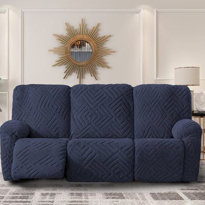 Stretch 3 Seat Sofa Slipcover Elastic Spandex Couch Cover with Pocket Anti-Slip Jacquard Knit Washable Solid Color Sofa Protector for Living Room Office Pet Friendly