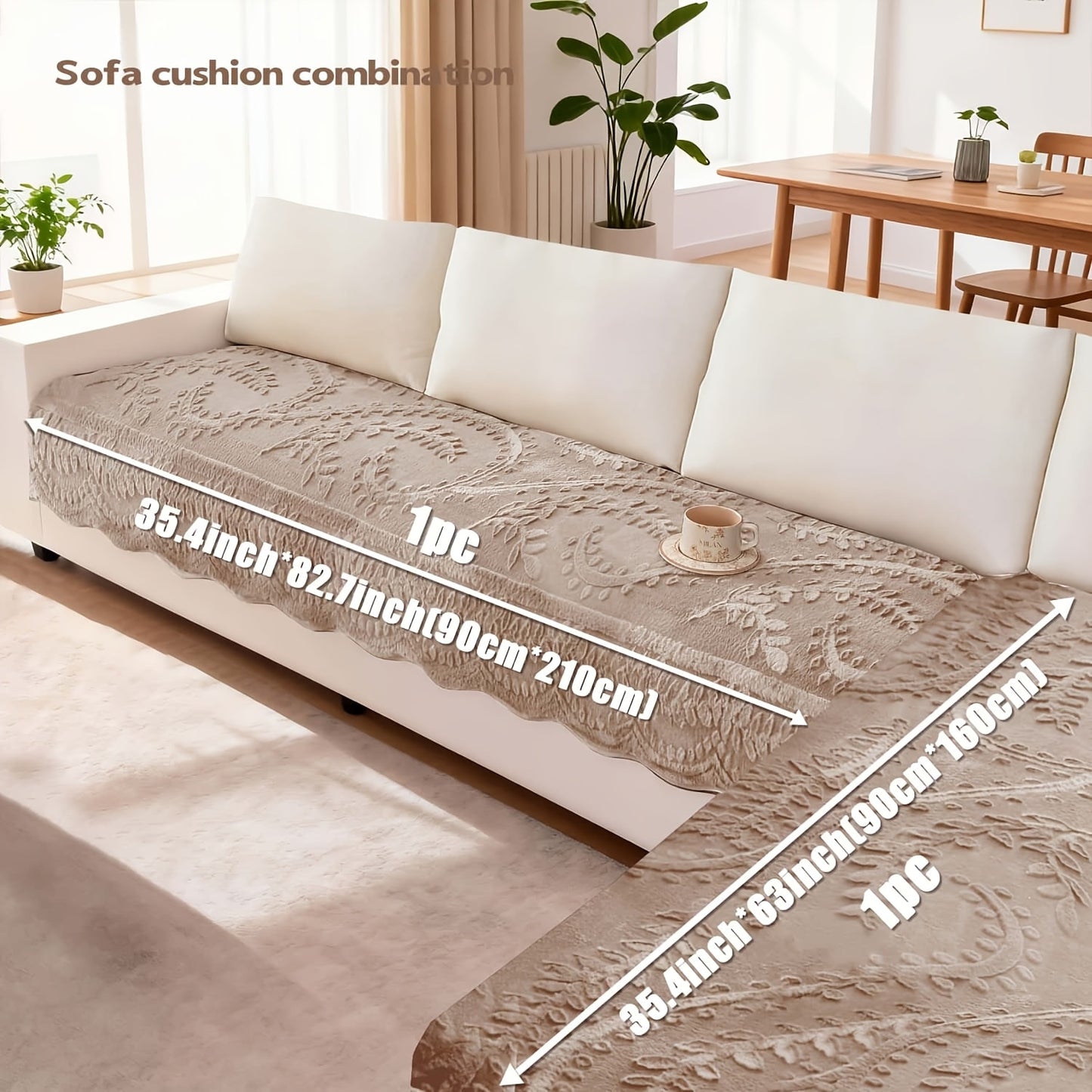 Faux Rabbit Fur Sofa Cover Thickened Quilted Plush Warm Non-Slip Machine Washable Pet Friendly Breathable Sofa Cushion for Living Room Bedroom Office - 2 3 Seater Large