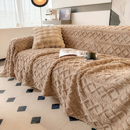 Velvet Sofa Cover Bohemian Jacquard Slipcover Soft Polyester Non-Slip Washable Pet Friendly Fits 3 4 Seater Sofa Couch for Living Room Bedroom - Green Blue Coffee Brown Dark Gray Beige