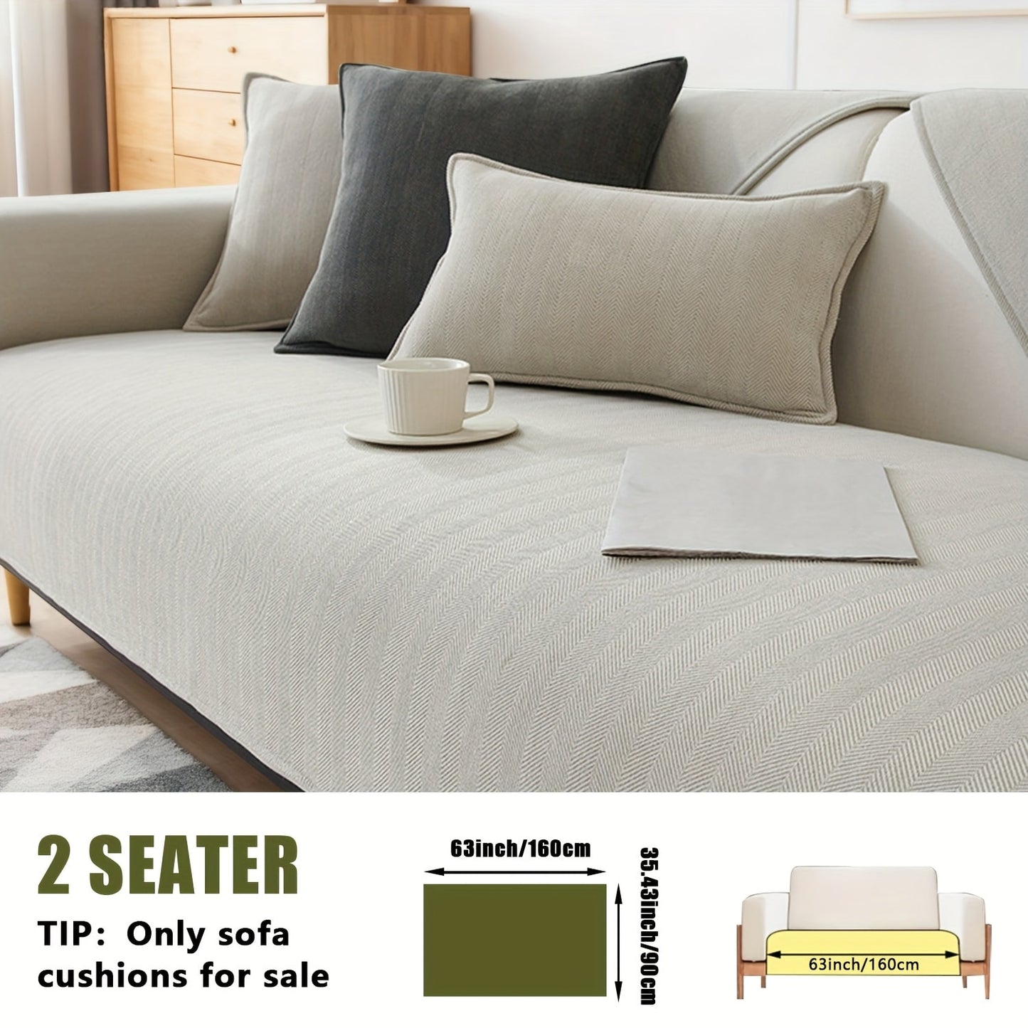 Chenille Ribbed Sofa Cover - Pet Friendly Non-Slip Machine Washable Soft Stretch Slipcover for 1-4 Seater Sectional Sofa Living Room Bedroom Office, 9 Colors