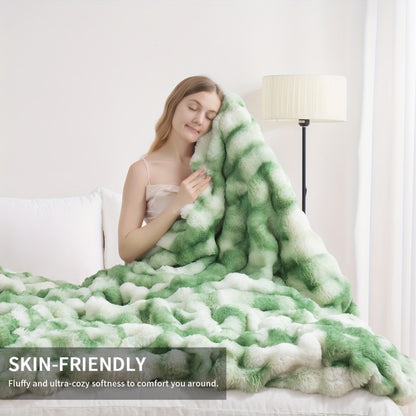 Faux Rabbit Fur Throw Blanket – Ultra-Soft Plush Fleece for Bed, Couch, Sofa & Travel, All Season, 11 Colors, Throw to King Size