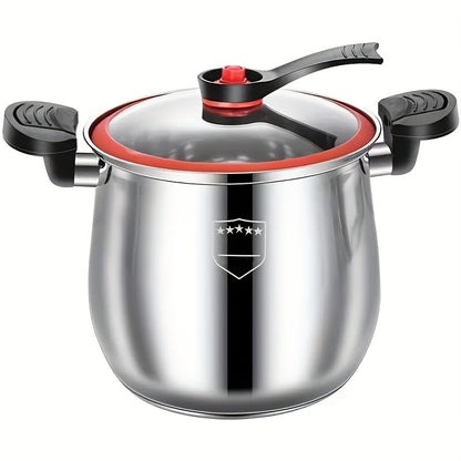 Stainless Steel Quick Cooking Pot with Lid Large Capacity – Food-Grade Non-Stick Scratch-Resistant Saucepan | Induction & Gas Stove Compatible Stew Soup Pot Even Heating Kitchen Cookware