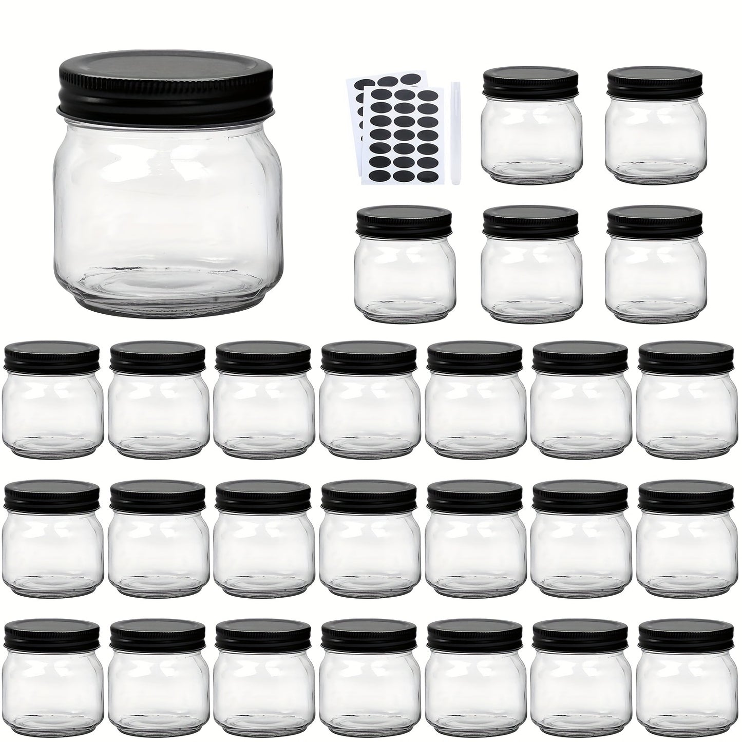 Mason Jars 8oz Glass Jars with Lids – 9/18/27/36 Pack Regular Mouth Canning Jars for Storage, Spices, Jelly, Jam, Honey & Caviar | Dishwasher Safe Spiral Lid Kitchen Storage Containers Set