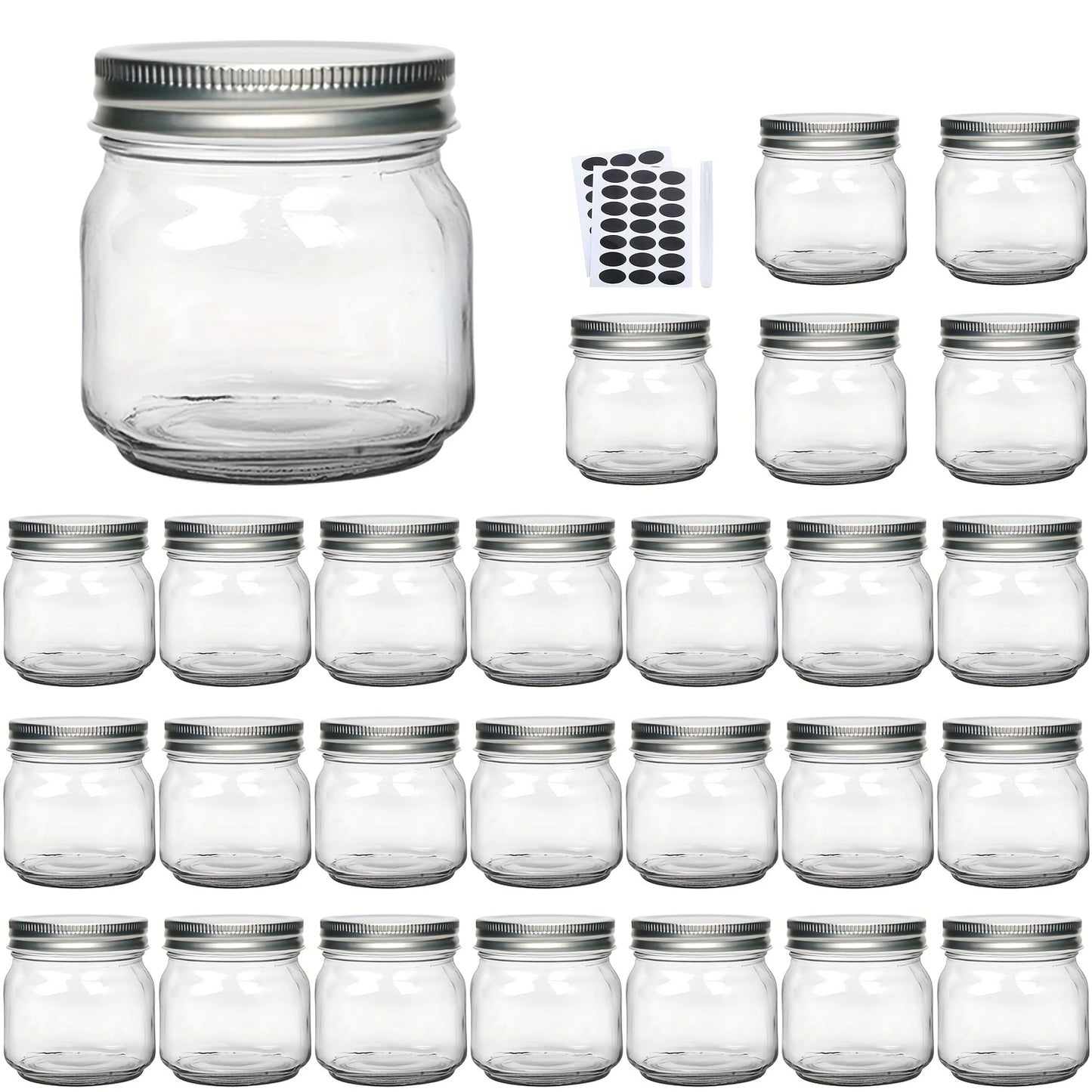 Mason Jars 8oz Glass Jars with Lids – 9/18/27/36 Pack Regular Mouth Canning Jars for Storage, Spices, Jelly, Jam, Honey & Caviar | Dishwasher Safe Spiral Lid Kitchen Storage Containers Set