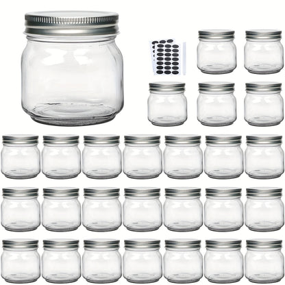Mason Jars 8oz Glass Jars with Lids – 9/18/27/36 Pack Regular Mouth Canning Jars for Storage, Spices, Jelly, Jam, Honey & Caviar | Dishwasher Safe Spiral Lid Kitchen Storage Containers Set