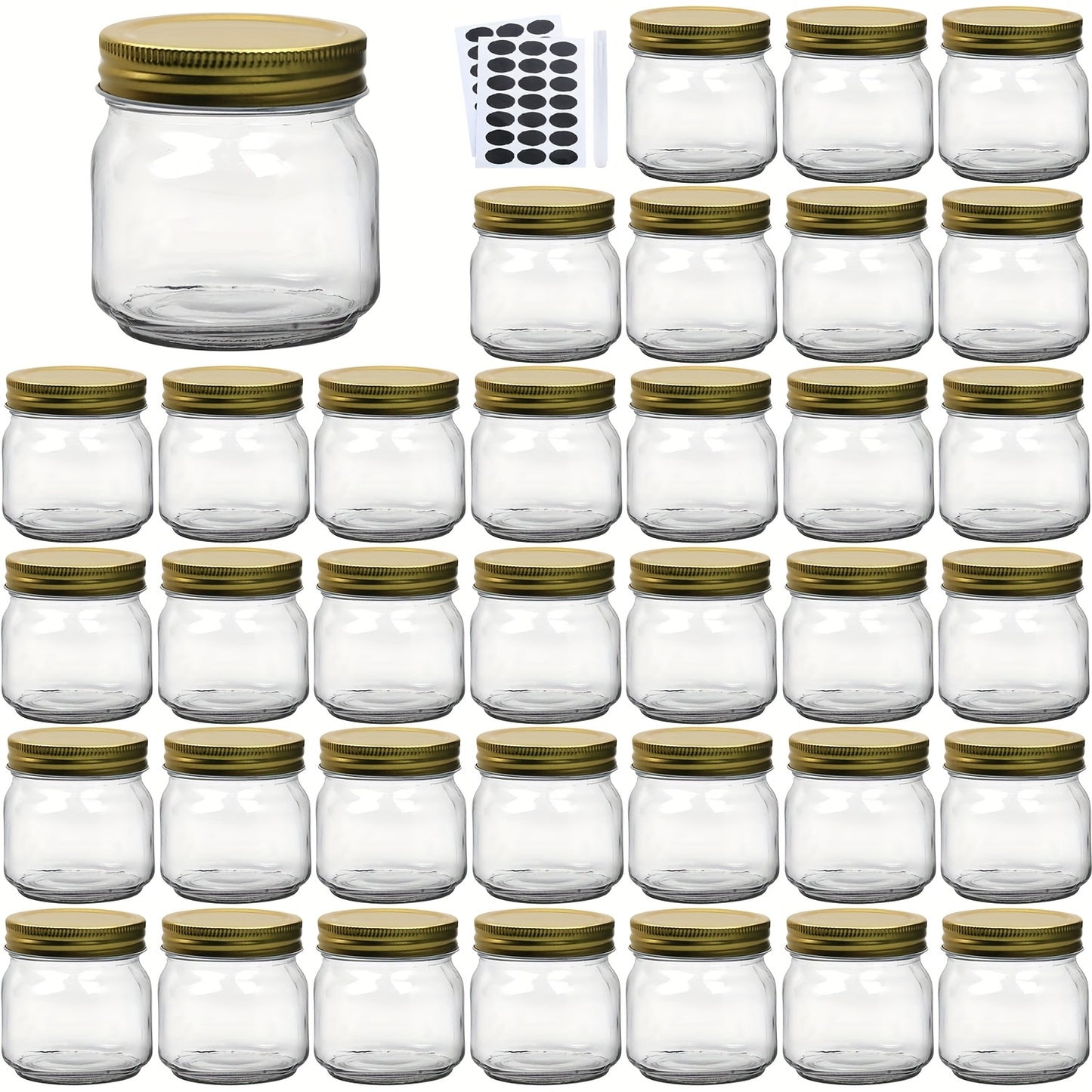 Mason Jars 8oz Glass Jars with Lids – 9/18/27/36 Pack Regular Mouth Canning Jars for Storage, Spices, Jelly, Jam, Honey & Caviar | Dishwasher Safe Spiral Lid Kitchen Storage Containers Set