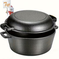 5.1Qt Cast Iron Pot & 1.9Qt Lid