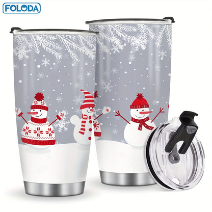 Christmas Tumbler 20oz Stainless Steel Insulated Travel Mug with Lid & Straw Holiday Xmas Patterns Red Truck Snowman Santa Gift for Men Women Friends Teachers