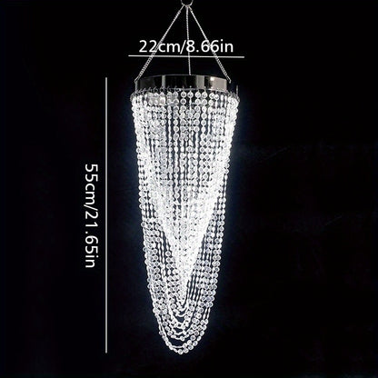 Crystal Beaded Chandelier Lampshade Acrylic Sparkling Droplets Elegant Ceiling Light Fixture Cover for Wedding Party Home Decor Multiple Sizes Branch Style Beadwork Pendant Shade