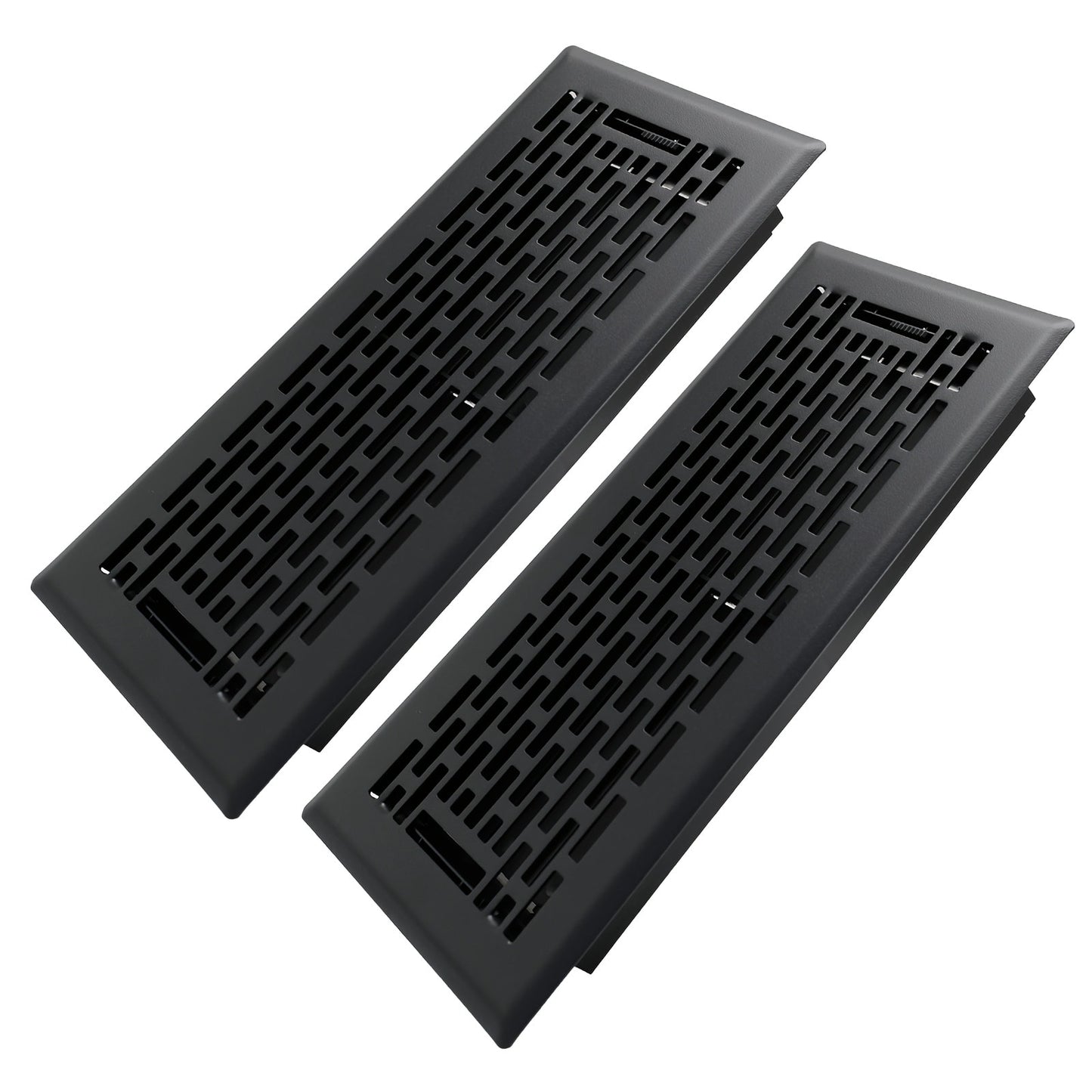 Floor Vent Register Cover 4x10 Inch Heavy Duty Walkable Steel Decorative Air Vent Grille Adjustable Airflow for Home HVAC 2-Pack Savannah Boston Design Multi Finish