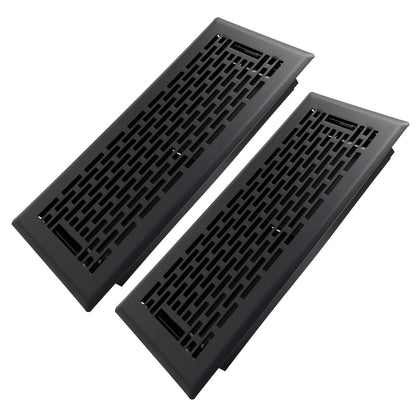 Floor Vent Register Cover 4x10 Inch Heavy Duty Walkable Steel Decorative Air Vent Grille Adjustable Airflow for Home HVAC 2-Pack Savannah Boston Design Multi Finish