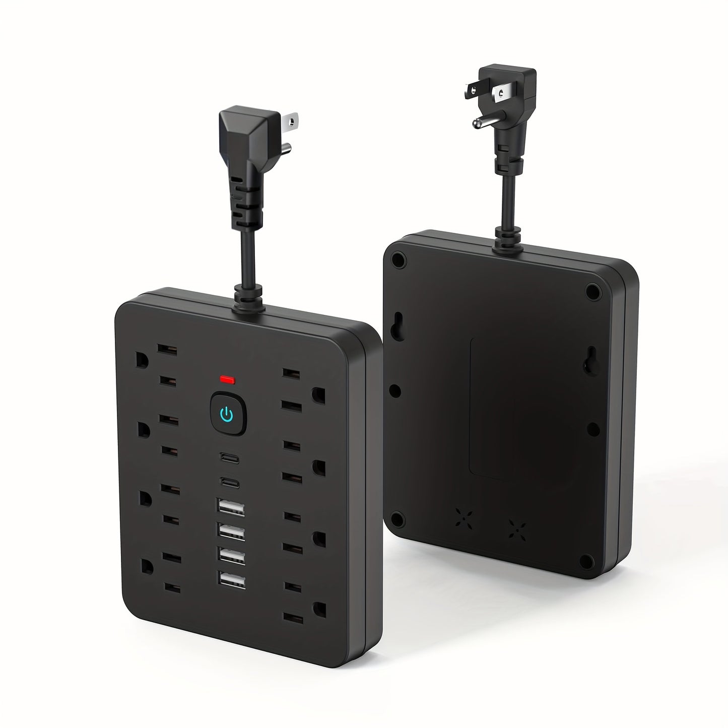 Power Strip Surge Protector 14-in-1 with 8 AC Outlets, 4 USB & 2 Type-C Ports – Flat Plug Space-Saving Extension Cord, Compact Multi-Plug Outlet Expander for Home Office Desk & Kitchen