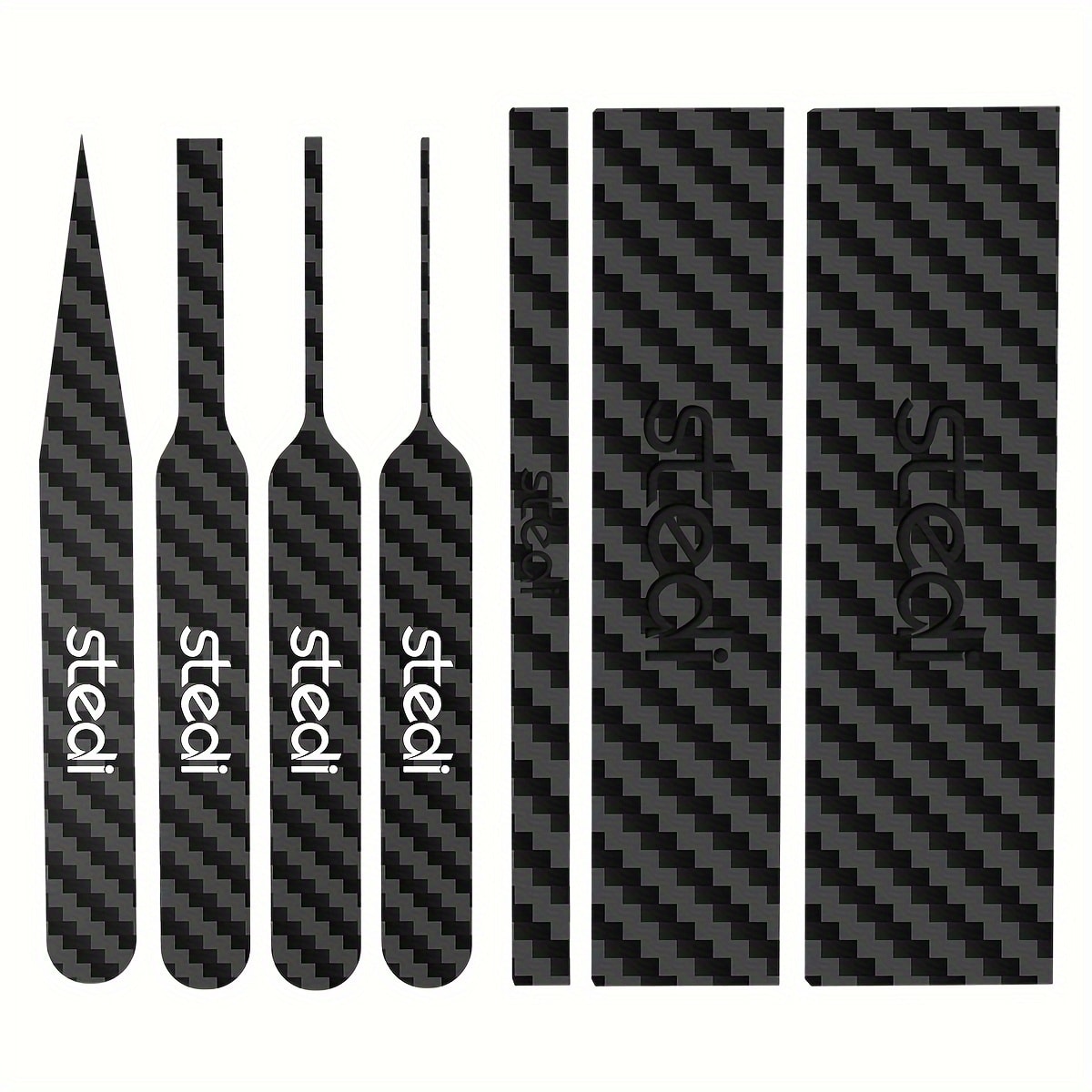 Carbon Fiber Sanding Sticks Set of 7, Hobby Model Sanding Tools with 4 Detail Polishing Boards, 3 Sizes 3"x0.6" 3"x0.4" 3"x0.2" for Scale Models Miniatures Gunpla